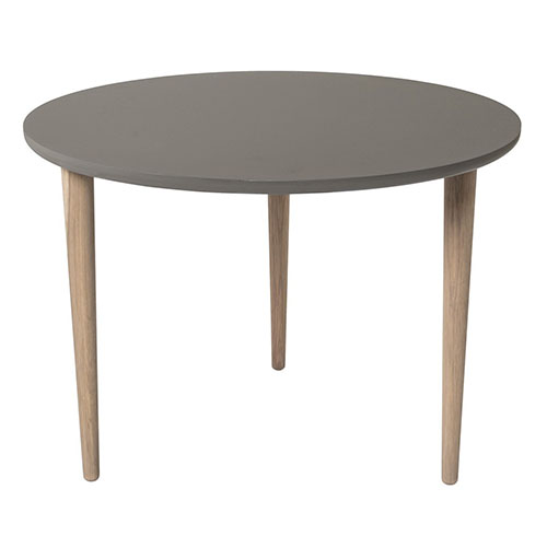 Table basse anti-rayures Ø59 cm en contre-plaqué brun et pieds en chêne clairs - Noa