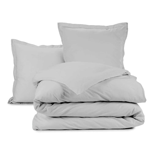 PARURE DE COUETTE BICOLORE 3PCS 260X240CM 100%COTON 57FILS/CM2-GRIS FONCE/ BLANC