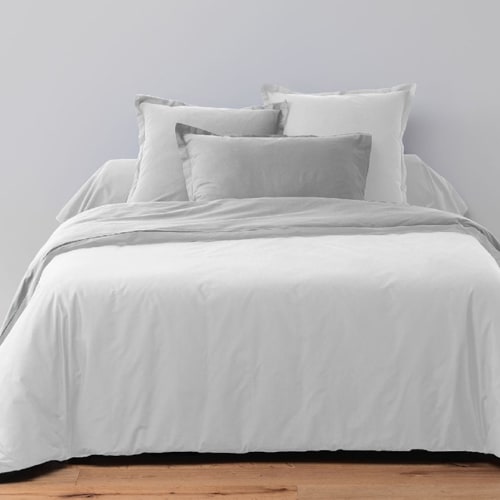 PARURE DE COUETTE BICOLORE 3PCS 260X240CM 100%COTON 57FILS/CM2-GRIS FONCE/ BLANC