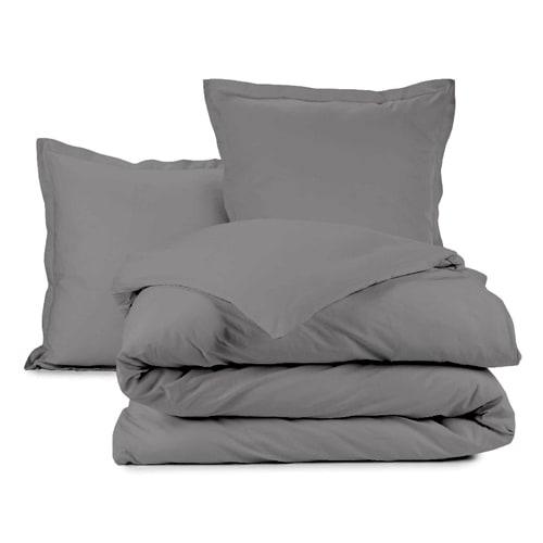 PARURE DE COUETTE BICOLORE 3PCS 260X240CM 100%COTON 57FILS/CM2-G CLAIR/G FONCE