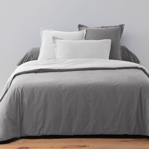 PARURE DE COUETTE BICOLORE 3PCS 260X240CM 100%COTON 57FILS/CM2-G CLAIR/G FONCE