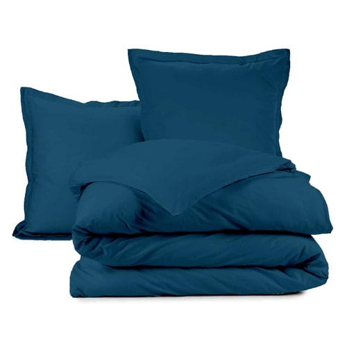 PARURE DE COUETTE BICOLORE 3PCS 260X240CM 100%COTON 57FILS/CM2-GRIS CLAIR/CANARD