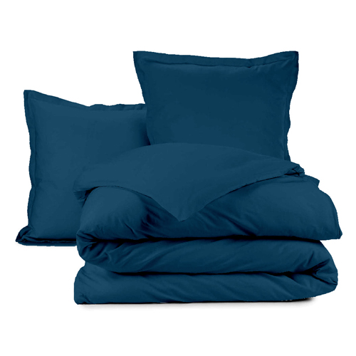 PARURE DE COUETTE BICOLORE 2PCS 140X200CM 100%COTON57FILS/CM2-GRIS FONCE/CANARD