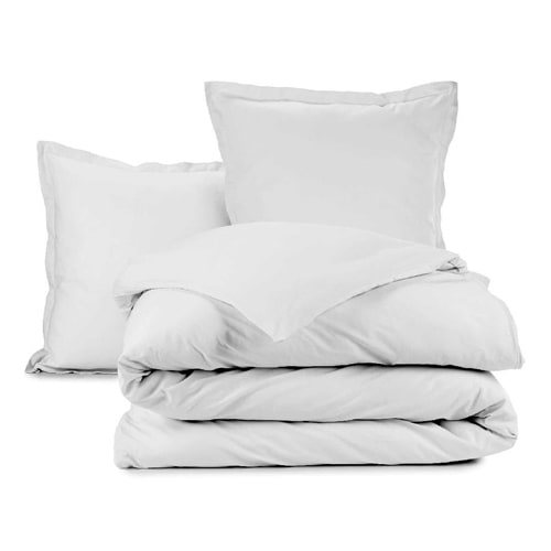 Drap housse 100% percale de coton - Bonnet 30cm - 140x190cm - Blanc - Meghan