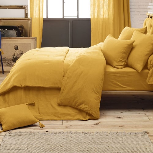 DRAP HOUSSE 90X190CM 100% GAZE DE COTON Safran