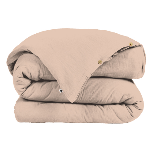 Drap housse 100% gaze de coton - Bonnet 30cm - 90x190cm - Guimauve