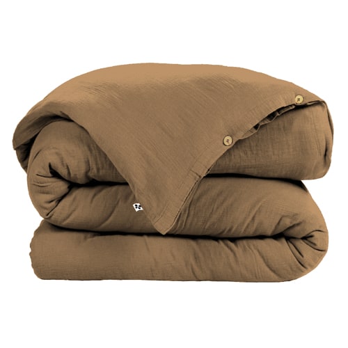 HOUSSE DE COUETTE 240X220CM 100% GAZE DE COTON CAMEL