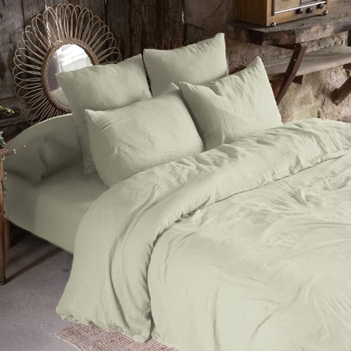 HOUSSE DE COUETTE 240x220CM 100% GAZE DE COTON -VERT D'EAU