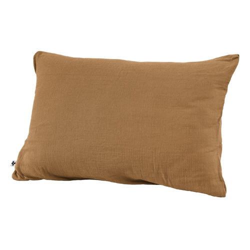 LOT DE 2 TAIES D'OREILLER 50X70CM 100% GAZE DE COTON CAMEL