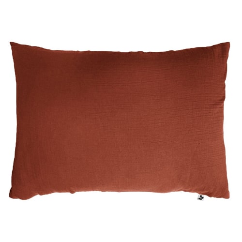 LOT DE 2 TAIES D'OREILLER 50X70CM 100% GAZE DE COTON TERRACOTTA