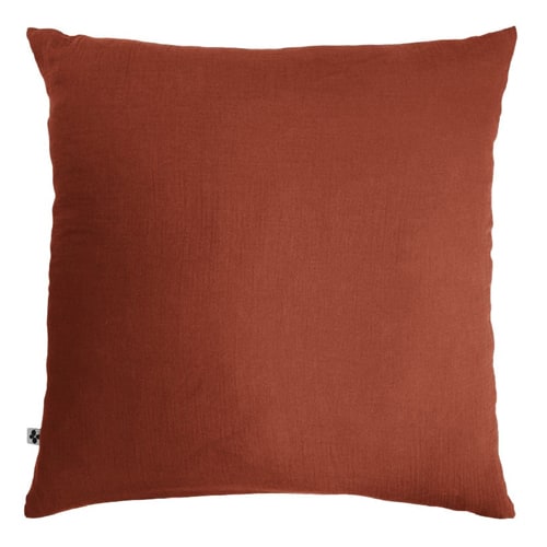 LOT DE 2 TAIES D'OREILLER 60X60CM 100% GAZE DE COTON TERRACOTTA