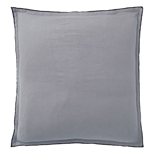 LOT DE 2 TAIES D'OREILLER 65X65CM 100% LIN LAVÉ GRIS CRAIE