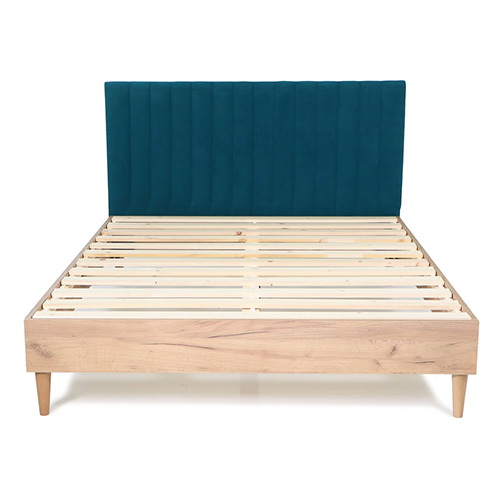 Tête de lit matelassé en velours bleu 140 cm - Eliot