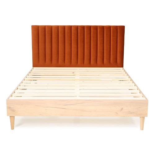 Tête de lit matelassé en velours rouille 140 cm - Eliot