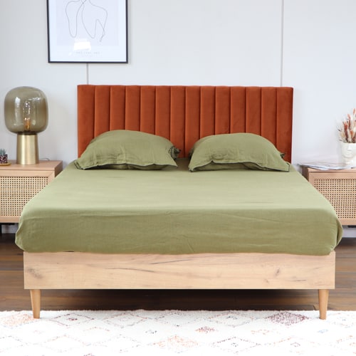 Tête de lit matelassé en velours rouille 140 cm - Eliot