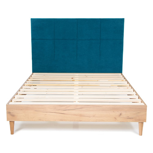 Tête de lit capitonnée en velours bleu canard 160 cm - Emy