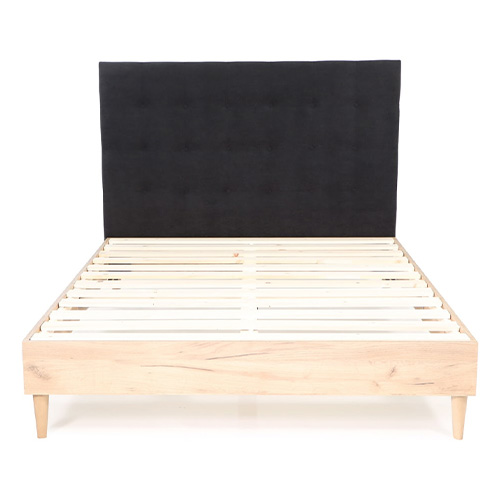 Tête de lit capitonnée en velours gris anthracite 140 cm - Nino