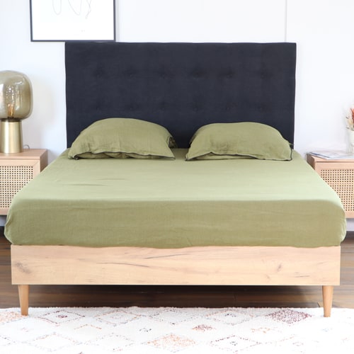 Tête de lit capitonnée en velours gris anthracite 160 cm - Nino