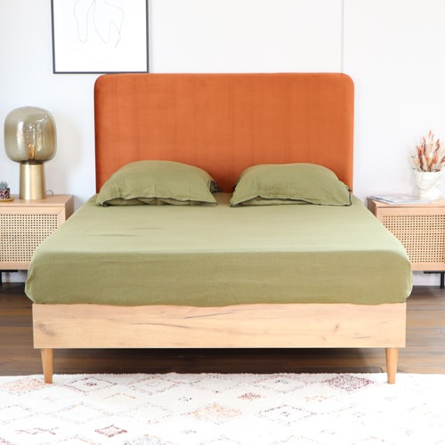 Tête de lit en velours rouille 140 cm - Enzo