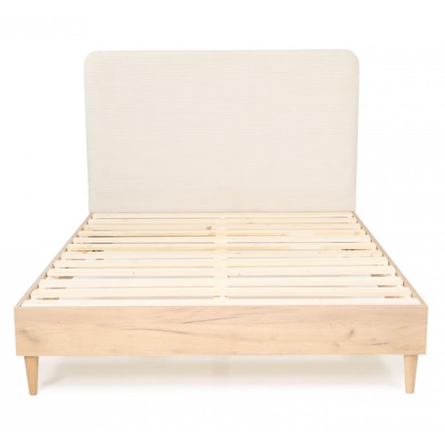 Tête de lit en velours beige côtelé 140 cm - Enzo