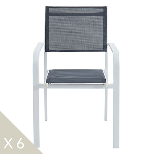 Lot de 6 chaises de jardin PALAWAN6BLANC