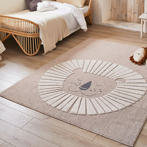 Tapis enfant tête de lion Beige 160x230 cm - Leone