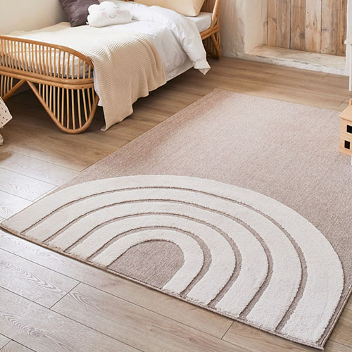 Tapis enfant arc-en-ciel beige 80x150 cm - Rainbow