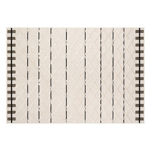 Tapis aspect Jute naturel avec motif blanc 200x290 - Noa - Homifab