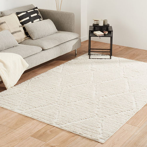 Tapis aspect Jute naturel avec motif blanc 160x230 - Tullia - Homifab