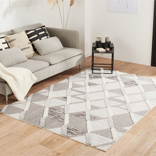 Tapis à motif géométrique anthracite 80x150 cm - Hoda