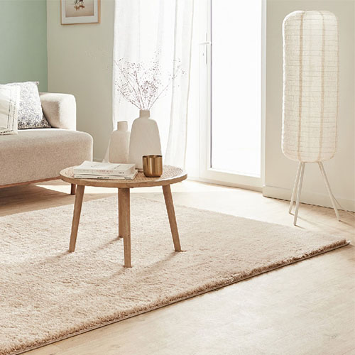 Tapis à poils longs uni beige 80x300 cm - Oslo
