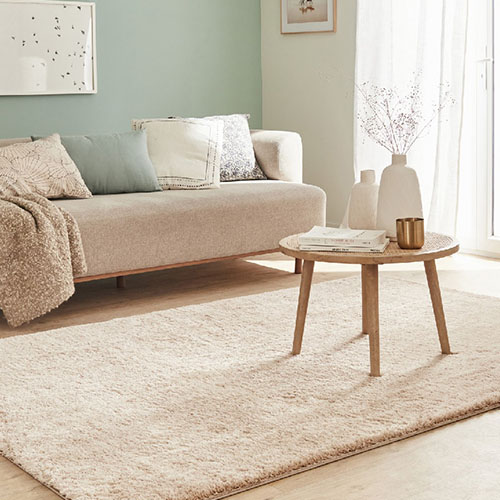 Tapis à poils longs uni beige 160x230 cm - Oslo