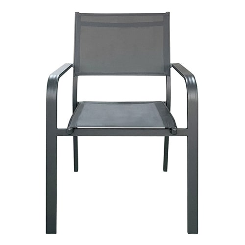 Lot de 6 chaises de jardin en aluminium gris et textilène - Palawan