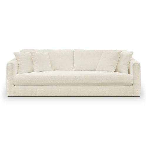 Canapé 3 places avec 4 coussins déco en tissu bouclette écru - Denver