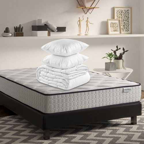 Matelas mémoire de forme 160x200 Top Confort Hbedding - Mousse 28kg/m3, 22 cm d'épaisseur + couette + 2 oreillers