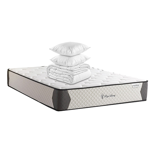 Matelas mémoire de forme 160x200 Royal Luxury 27 Hbedding - Mousse HR 28kg, 27cm d'épaisseur + couette + 2 oreillers