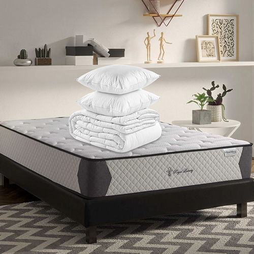 Matelas mémoire de forme 160x200 Royal Luxury 27 Hbedding - Mousse HR 28kg, 27cm d'épaisseur + couette + 2 oreillers
