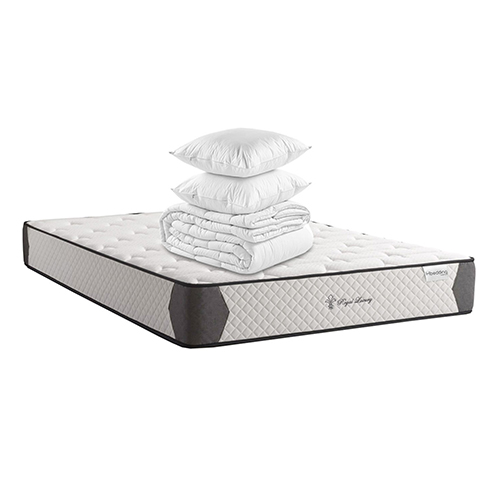 Matelas mémoire de forme 180x200 Royal Luxury 27 Hbedding - Mousse HR 28kg, 27cm d'épaisseur + couette + 2 oreillers