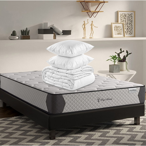 Matelas mémoire de forme 180x200 Royal Luxury 27 Hbedding - Mousse HR 28kg, 27cm d'épaisseur + couette + 2 oreillers