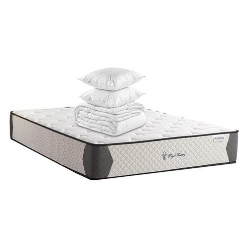 Matelas mémoire de forme 180x200 Royal Luxury 27 Hbedding - Mousse HR 28kg, 22cm d'épaisseur + couette + 2 oreillers