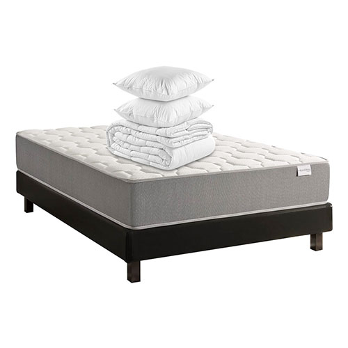 Ensemble matelas mémoire de forme Luna 160x200 + sommier à lattes – Mousse HR + couette + 2 oreillers
