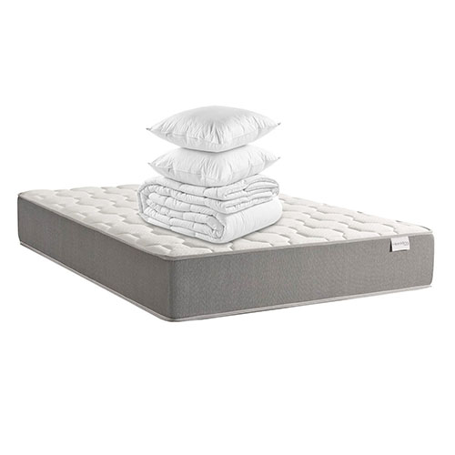 Ensemble matelas mémoire de forme Luna 180x200 + sommier à lattes – Mousse HR + couette + 2 oreillers