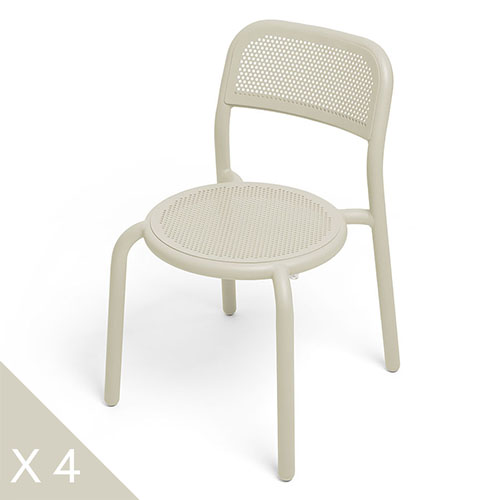 Lot de 4 chaises en aluminium beige - Toní Chair - Fatboy