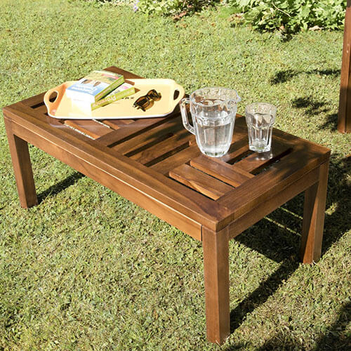 Table basse de jardin 100x50 cm en teck huilé - Maeva