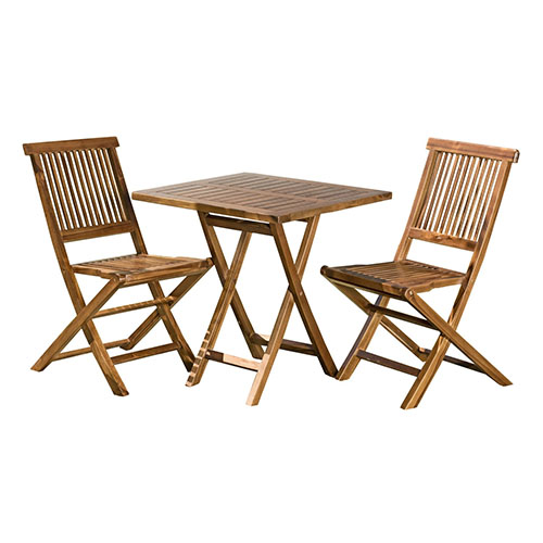 Ensemble table de jardin pliante 70x70 cm en teck huilé + 2 chaises Java en teck huilé - Maeva