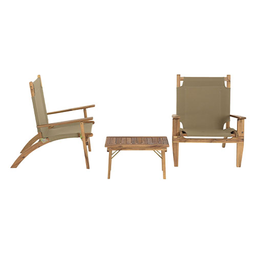 Salon de jardin 2 places avec 2 fauteuils et 1 table basse 63,5x36 cm en bois d'acacia - Vick