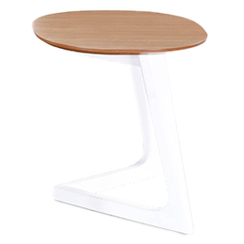 Table d'appoint design 45cm en bois d'hévéa, pieds blancs - Koping
