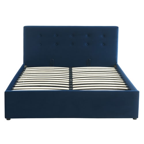 Lit coffre pour adulte TINA 160x200 - Velours bleu foncé