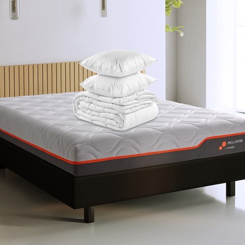 Matelas ressorts ensachés 140x200 Wellness Hybrid Premium - Latex, 25cm d'épaisseur + couette + 2 oreillers