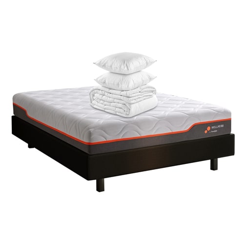 Ensemble matelas ressorts ensachés matelas Wellness Hybrid Premium 140x190 + sommier à lattes + couette + 2 oreillers